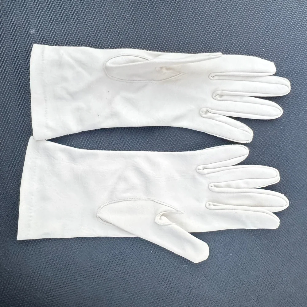 Vintage Van Raalte‎ Nylon Gloves Size 7 Made in USA Mid Century Formal Wear